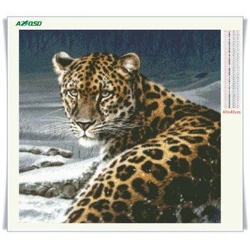 AZQSD Leopard Diamond Maľovanie Zimné Mozaiky Plné Námestie Diamond Výšivky Zvierat Ručné Remeslá Darček 5d Diy Domáce Dekorácie
