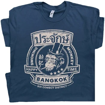 Fajčenie Monkey Bar T Shirt Zábavné Pivo Pitnej Košele Slávny Pub Vintage Divný Graphic Tee Bangkok Thajsko Opicu Tričko
