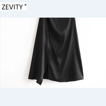 Zevity NOVÉ elegantné ženy farbou tlačidlo dekorácie split šatka šaty ženské vnútorné štýl vestido elegantné backless šaty DS4350