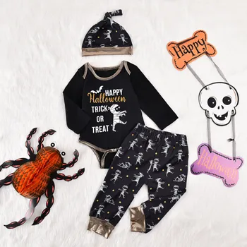 Ma&Baby 3-24M Halloween Batoľa Novorodenca Dieťa, Chlapec, Dievča Oblečenie Nastaviť Dlhý Rukáv Romper Nohavice, Klobúk Jeseň Oblečenie