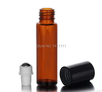 10 ml (1/3 oz), Amber, Sklo Prejdite Na Fľašiach Éterické Oleje Aromaterapia Parfum Fľaše kovového Valca Loptu 700pcs/veľa