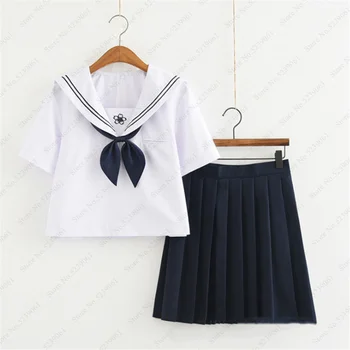 Dievča Krátke Sukne Japonský Štýl JK Školskú Uniformu Japonsko College Fáze Tanec Námornícky Kostým Skladaný Anime Cosplay T-shirt Šaty