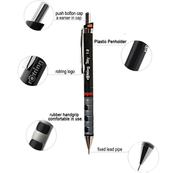 Rotring Tikky mechanické ceruzky 0.35 mm/0,5 mm/0.7 mm/1.0 mm automatická ceruzka Plactis držiak na pero 1 ks