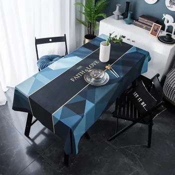 Velvet vytlačené obrus, navy blue gold obdĺžnikový stôl plátno, digitálne tlačené konferenčný stolík handričkou