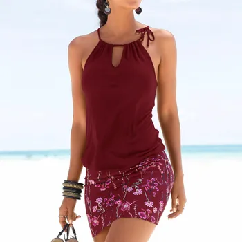 Ženy Letné Šaty Bez Rukávov Bežné Kvetinový Tlač Pláži Mini Šaty Dámske Šaty, Sexy Špagety Popruh Šaty Vestidos 2020 Nové