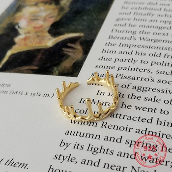 Čistý 925 Sterling Silver Krúžky Nepravidelný Dizajn Nastaviteľné Retro DIY Otvorenie Výtvarného Krúžku Prst Módne Zlato Ženy šperky