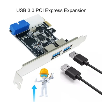 Nové rozhranie USB 3.0, PCI-E, Rozšírenie Kartu Adaptér, Externý 2 Porty USB3.0 Hub Vnútorného 19 Pin Hlavičky PCIE Karta 4 Pin IDE Konektor Napájania
