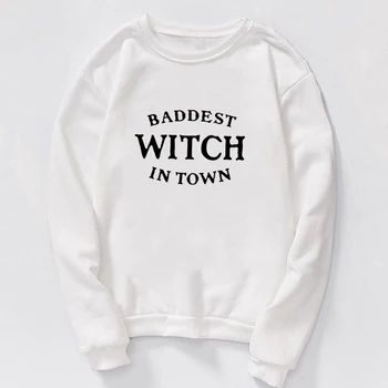 Baddest Čarodejnice V Meste Halloween Žien Mikina Harajuku Gotický Streetwear Zime okolo Krku Pulóvre Ropa De Mujer Móda