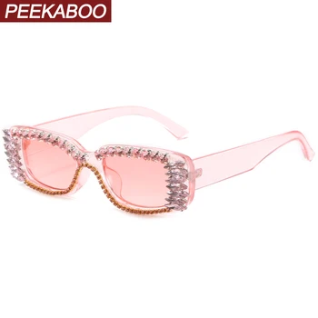 Peekaboo drahokamu slnečné okuliare námestie dámy 2021 strany darčeky vtipné slnečné okuliare pre ženy kryštály dekorácie, ružová, fialová