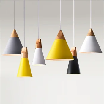 Moderné LED Prívesok Svetlo Nordic Farebné Trojuholník Kované Železné Kovové Lano Lampy, Kuchyňa, Obývacia Izba Masívneho Dreva Kaviareň Baryellow