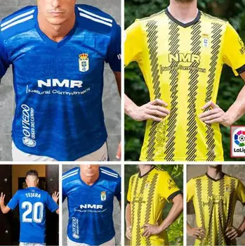 2020 2021 Real Oviedo IBRA futbalové dresy 20 21 R. FOLCH Y. BÁRCENAS JOHANNESSON MOSSA JAVI MUÑOZ Muži futbal tričko blue white