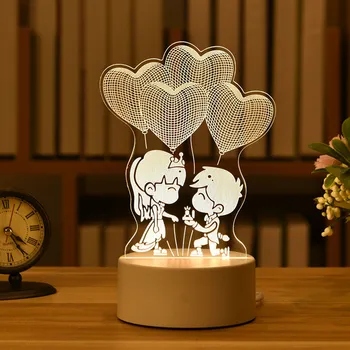 3D Lampa Srdce/Veľkonočné Králik Romantická Láska Akryl LED Nočné Svetlo Dekor stolná Lampa Svadobný Deň svätého Valentína Manželky Darček