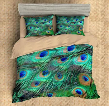 Peacock pierko Perinu s obliečka na vankúš so zeleným posteľná bielizeň Nastaviť České posteľná bielizeň 3ks deti posteľná bielizeň nastaviť