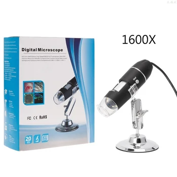 1600X USB Digitálny Mikroskop Fotoaparát Endoskopu 8LED zväčšovacie sklo s Kovom Stojan L&K Dropship