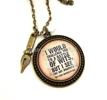 12pcs/veľa William Shakespeare inšpiroval náhrdelník Literárny Citát Náhrdelník Vtipný Literárny Citát Literárny Šperky Knihy Milenca