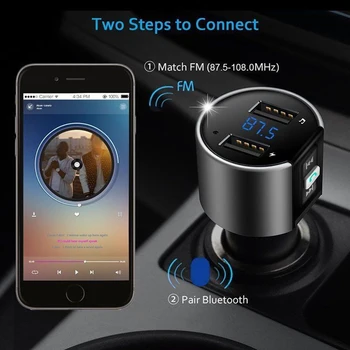 Handsfree Bluetooth 4.2 FM Modulátor Nabíjačka do Auta 3.1 Dual USB Adaptér Auto MP3 Prehrávač s Bezdrôtovým Audio Prijímač