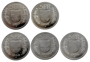 Švajčiarsko 5Frs 1937-1954 5 KS Dátum Vybral Strieborné/poniklovaná Tvorivé Kópiu Mince(31.45 mm)