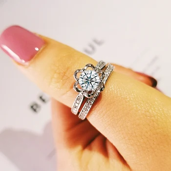 2020 nové luxusné halo 925 sterling silver prsteň pre ženy lady výročie darček šperky hromadne predávať moonso R5128
