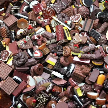 30Pcs/veľa Náhodne Zmiešané Miniatúrne Candy Živice Cabochon Simualtion Potravín Kvet Cabochons Fit Telefón Prípade Príslušenstvo DIY Plavidlá