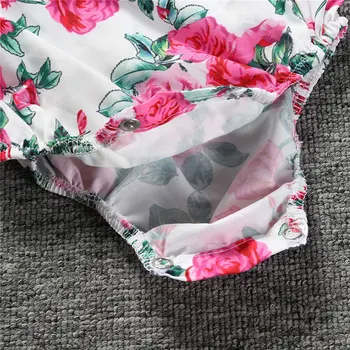 Kvetinový Tlač Novorodenca Dievčatá Oblečenie Bavlna Bez Rukávov Baby Kombinézu+Šál 2 Ks Letné Dojčenské Oblečenie Oblečenie Jumpsuit