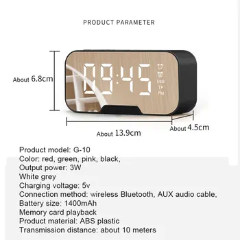 Zrkadlo hodiny bezdrôtové Bluetooth reproduktor darček prenosný mini hlasového vysielania budík zvukovú kartu.