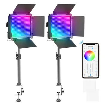 Neewer 480 RGB Led Svetlo s APP Riadenie a 32-52 CM Stola Klip Ľahké Stojan,480 Led 3200-5600K/Jas Nastaviteľný Farby