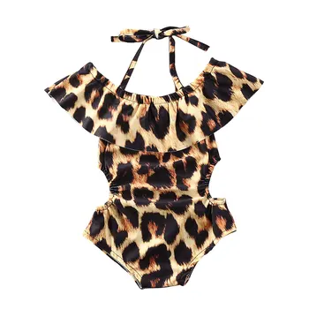 2020 Lete Nové batoľa, dieťa dieťa dieťa dievča leopard podväzky rozstrapatené jednodielne Plavky Pláž, Bikiny, plavky Oblečenie