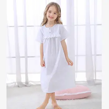 Letné detské Nightgown Baby Dievčatá Šaty, Krátky Rukáv Deti Sleepwear Vintage Princezná Domov Nosiť Pyžamo Dlhý Rukáv Y786