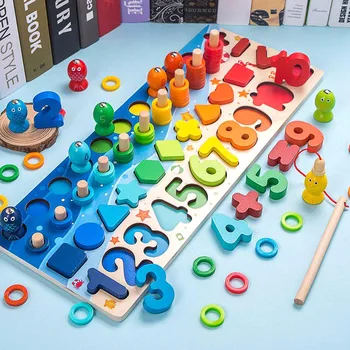 Montessori Hračky Nové Poznanie Zápas Predškolského Drevené Počítať Geometrický Tvar, Matematika Rada Raného Vzdelávania Vyučovanie Matematických Hračka