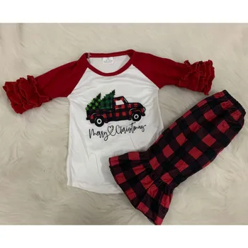 Jeseň boutique oblečenie Vianočný kamión mreže bell Nohavice Dievča Oblečenie Nastaviť 06