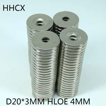 50pcs/veľa Disk magnet 20x3 Otvor 4 N35 Silný D Zápustnými magnet 20*3 permanentným magnetom 20x3-4 pre reproduktor