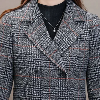 Móda teplé vlnené zmesi žena elegantné Dvojité Breasted vlnené kabát Ženy Koberčeky Dlho vrchné oblečenie 2019 Nové zimné oblečenie