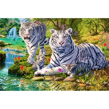 Nové Vyšívanie Diamond Maľovanie Mozaiky Tiger Rodina a Krásne Lesné Diamond Výšivky Domáce Dekorácie KBL