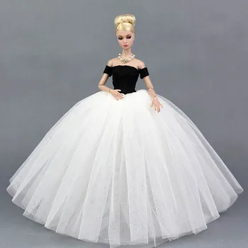 Čisté Biele Svadobné Šaty Pre Bábiku Barbie Princezná Večer Party Oblečenie Nosia Dlhé Šaty, Šaty Pre Bábiku Barbie 1/6 Príslušenstvo