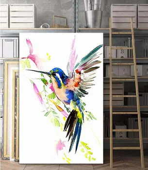 Nordic Akvarel Kolibrík Vták Abstraktné Stenu Umenie Maľovať Steny Výzdoba Plátno, Vytlačí Plátno Umenie Plagátu Olej Obrazy Bez Rámu