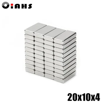 200pcs 20x10x4 Neodýmu Magnet 20*10*4 mm N35 NdFeB Blok Super Silné Silné Permanentné Magnetické imanes Blok