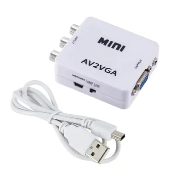 Mini HD AV2VGA Video Converter Prevodníka s 3,5 mm Audio AV VGA Converter Conversor Pre PC, TV HD Počítača k TV