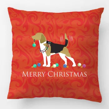 Beagle Veselé Vianoce Hodiť Vankúš Na Dekoratívny Vankúš Obliečka Na Vankúš Prispôsobiť Darček Kvalitné Podľa Lvsure Na Gauč Sedadla