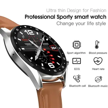 Business Smart Hodinky Kolo Obrazovke Bluetooth Náramkové hodinky Stainess Ocele/PU Kože Kapela Spánku Tepovej frekvencie Pre mobilné telefóny