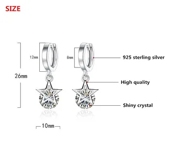 925 sterling silver Anti alergie náušnice lesklé crystal star dámy'stud náušnice šperky veľkoobchod drop shipping lacné