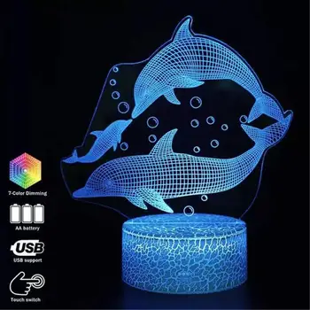 Kreatívne LED Nočné Osvetlenie Roztomilý Delfín Zmeny Farby, Diaľkové Osvetlenie Lampa Dekorácie Pre Deti Spálňa Stolové Lampy