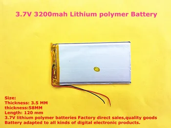 Veľkosť 3558120 3,7 V 3200mah Lítium-polymérová Batéria s Palube Pre PDA, Tablet Pc Diital Produkty