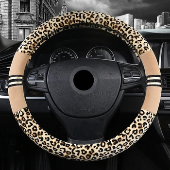 Luxusné Leopard Tlač Módne Plyšové Auto Volant, Kryt, Univerzálne Uchytenie, Keep Warm Pre Vozidla SUV