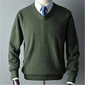Cashmere tvaru zrastov mužov smart casual hrubé tenký pulóver sveter jednofarebné S-3XL
