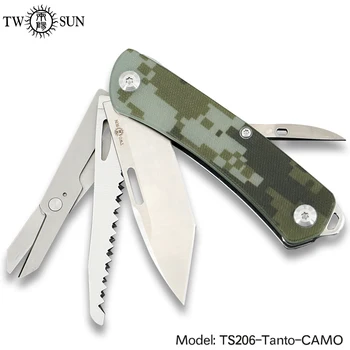 TWOSUN Nože 14C28N čepeľ Multifunkčné Prežiť Multi Nástroj Účel Vreckový Nôž Outdoor camping nástroje Drevo Videl Nožnice TS206