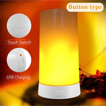 LED Plameň Žiarovka LED Dynamický Efekt Plameňa Lampa S Diaľkovým ovládaním USB Nabíjateľné Oheň Svetlo Vianočné domova nočné svetlo