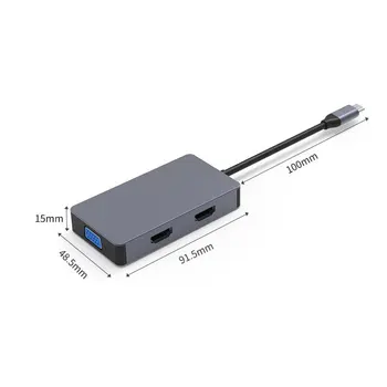 Multi USB 3.0 dvojitým HDMI 4K Adaptér a Splitter 3 Port USB ROZBOČOVAČ USB-C Typ C pre MacBook USB hub Notebook dokovacej stanice