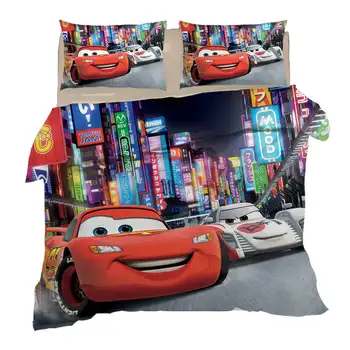 3D posteľná bielizeň Twin veľkosť deky obliečky nastaviť Disney McQueen Auto Tlač Posteľná Bielizeň Kráľovná Coverlets Deti Deti Spálňa, 3 ks Hot