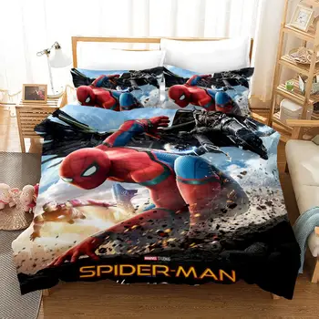Marvel Hrdinu Spider-Man posteľná bielizeň Nastaviť Queen Size Bed Listy pre Chlapca Deka Obliečky Twin prehoz cez posteľ Kráľ detských Letných Deti
