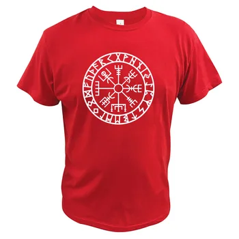 Viking T Shirt Islandskej Vegvisir Kompas Rune Amulet T-shirt Bežné Posádky Krku Camisetas EÚ Veľkosť Bavlna Topy